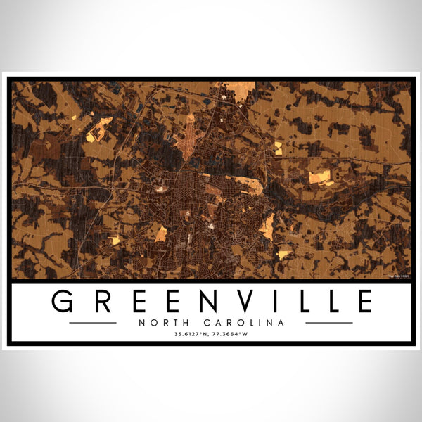 Greenville - North Carolina Map Print in Ember