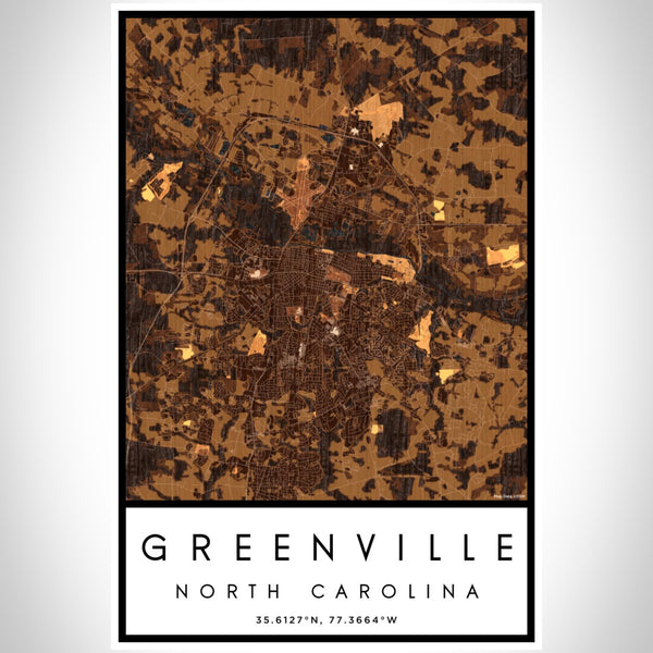 Greenville - North Carolina Map Print in Ember