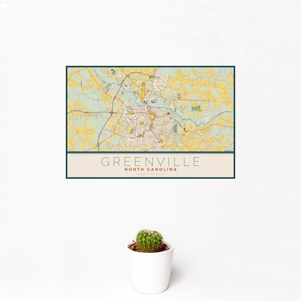 Greenville - North Carolina Map Print in Woodblock