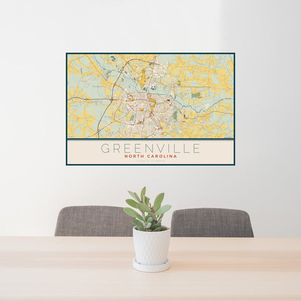 Greenville - North Carolina Map Print in Woodblock