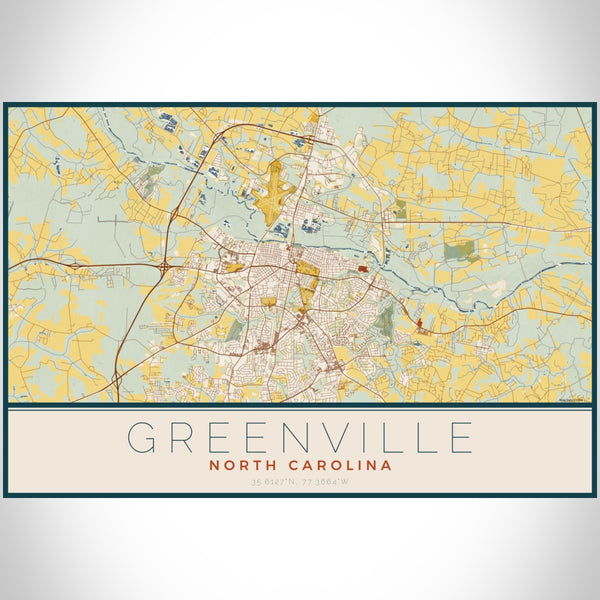 Greenville - North Carolina Map Print in Woodblock