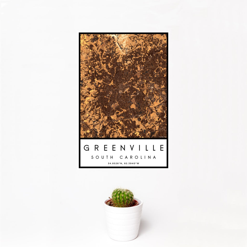 Greenville - South Carolina Map Print in Ember