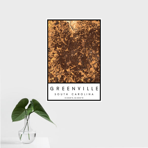 Greenville - South Carolina Map Print in Ember