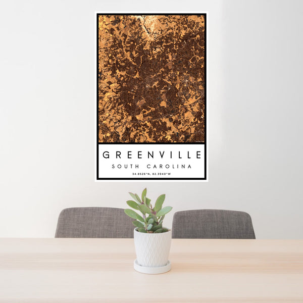 Greenville - South Carolina Map Print in Ember