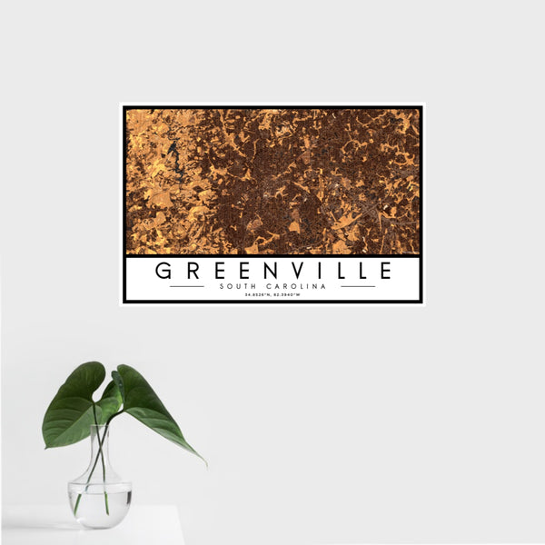 Greenville - South Carolina Map Print in Ember