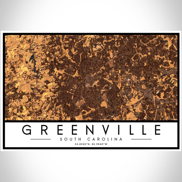 Greenville - South Carolina Map Print in Ember