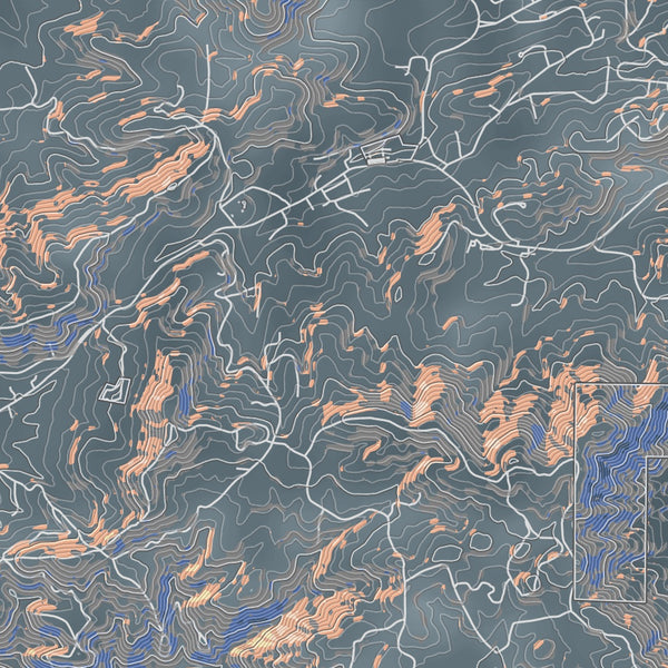 Groveland California Map Print in Afternoon Style Zoomed In Close Up Showing Details
