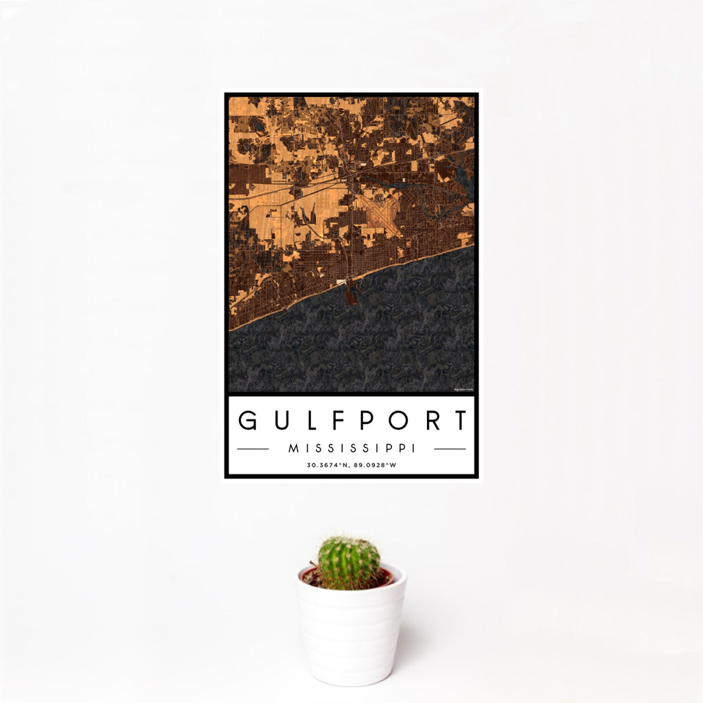 Gulfport - Mississippi Map Print in Ember