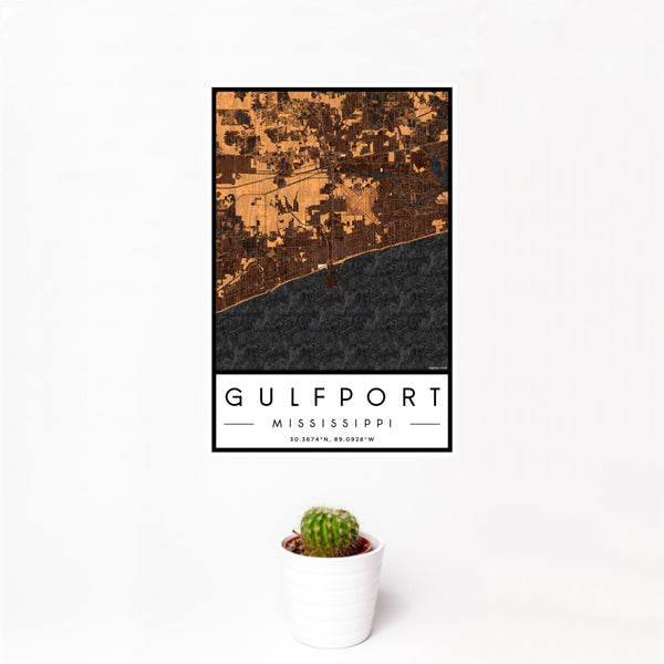 Gulfport - Mississippi Map Print in Ember
