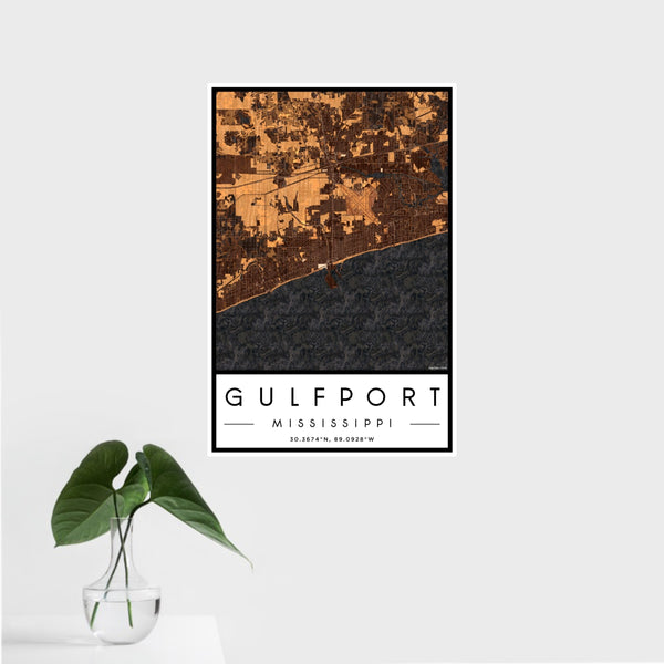 Gulfport - Mississippi Map Print in Ember