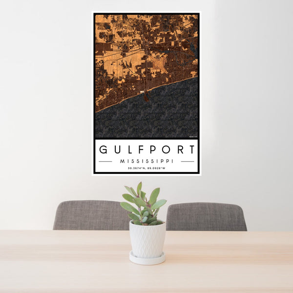 Gulfport - Mississippi Map Print in Ember