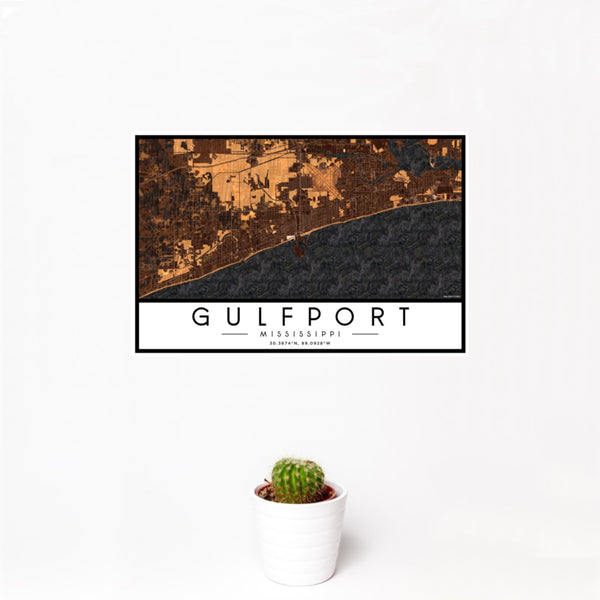 Gulfport - Mississippi Map Print in Ember