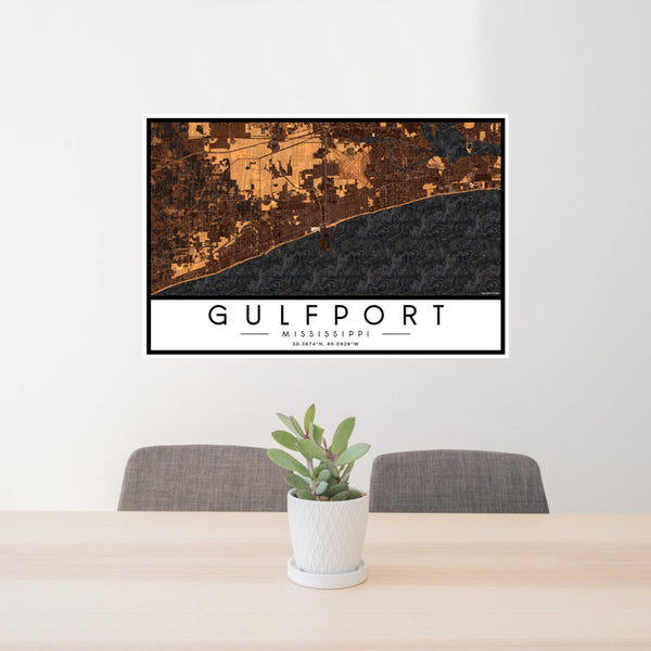Gulfport - Mississippi Map Print in Ember