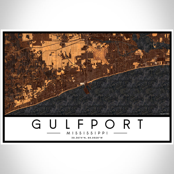 Gulfport - Mississippi Map Print in Ember
