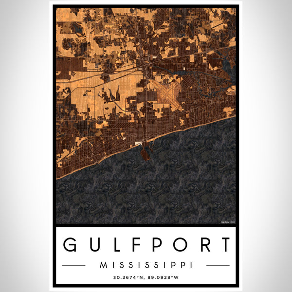 Gulfport - Mississippi Map Print in Ember