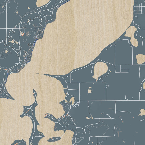 Gull Lake Minnesota Map Print in Afternoon Style Zoomed In Close Up Showing Details