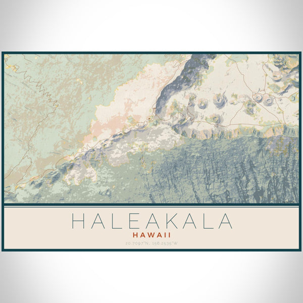 Haleakala - Hawaii Map Print in Woodblock