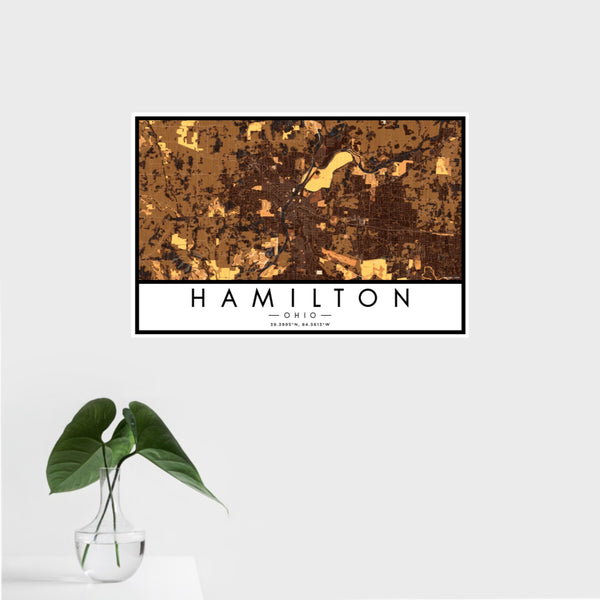 Hamilton - Ohio Map Print in Ember