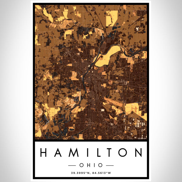 Hamilton - Ohio Map Print in Ember