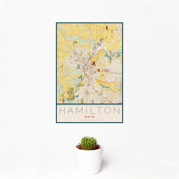 Hamilton - Ohio Map Print in Woodblock