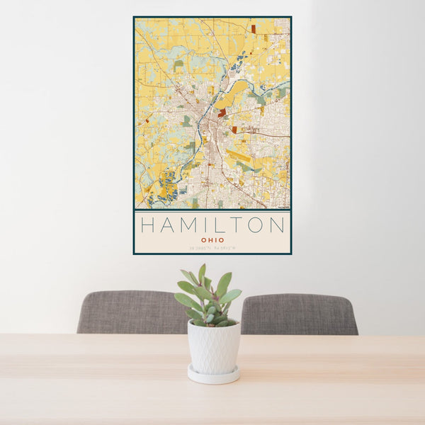 Hamilton - Ohio Map Print in Woodblock