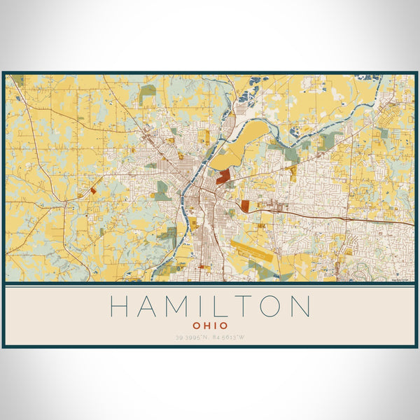 Hamilton - Ohio Map Print in Woodblock