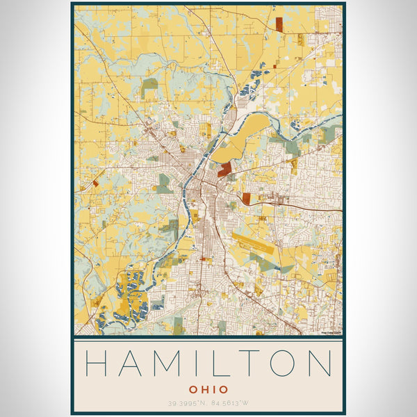 Hamilton - Ohio Map Print in Woodblock