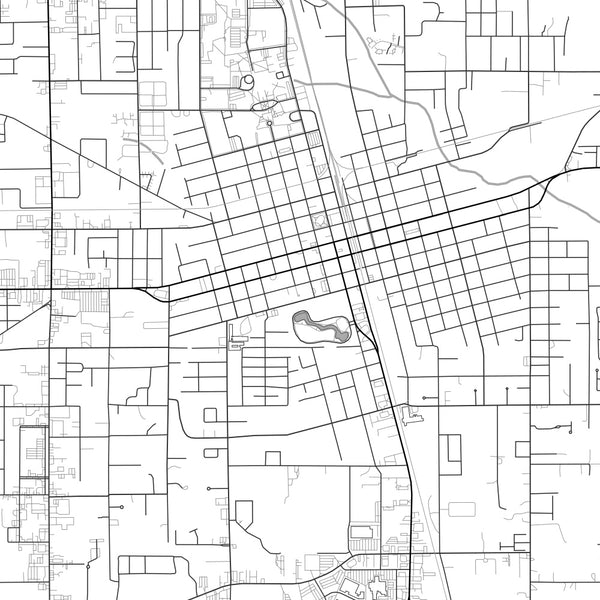 Hammond Louisiana Map Print in Classic Style Zoomed In Close Up Showing Details