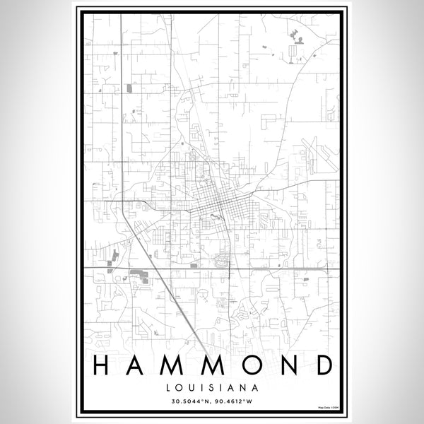 Hammond Louisiana Map Print Portrait Orientation in Classic Style With Shaded Background