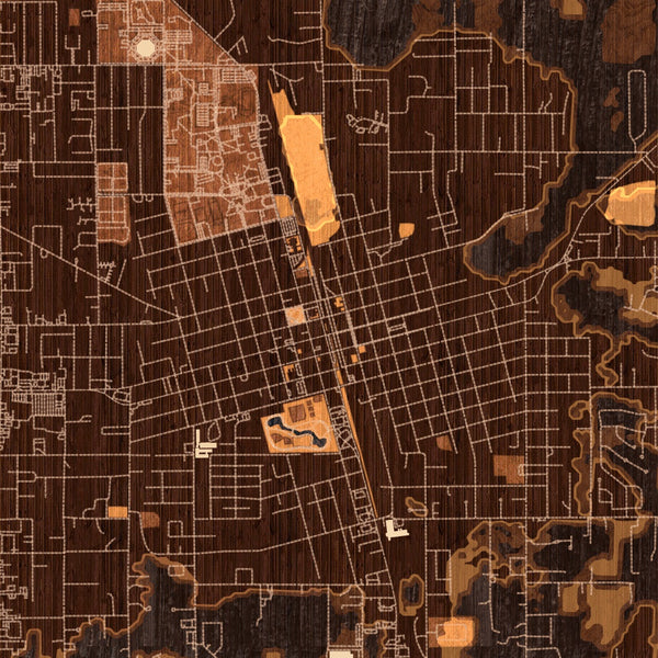 Hammond Louisiana Map Print in Ember Style Zoomed In Close Up Showing Details