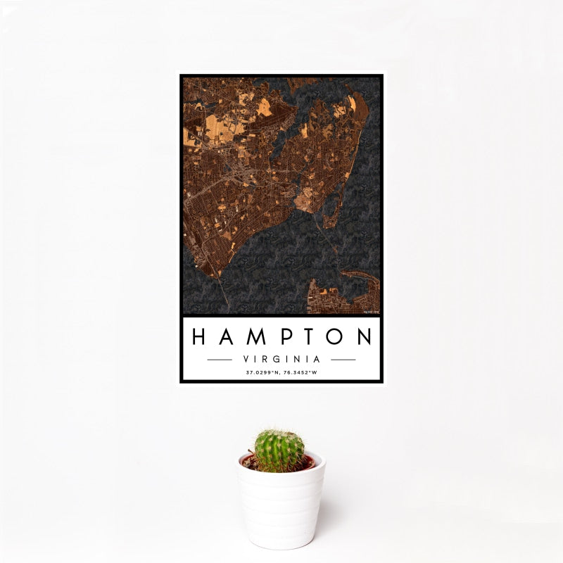 Hampton - Virginia Map Print in Ember