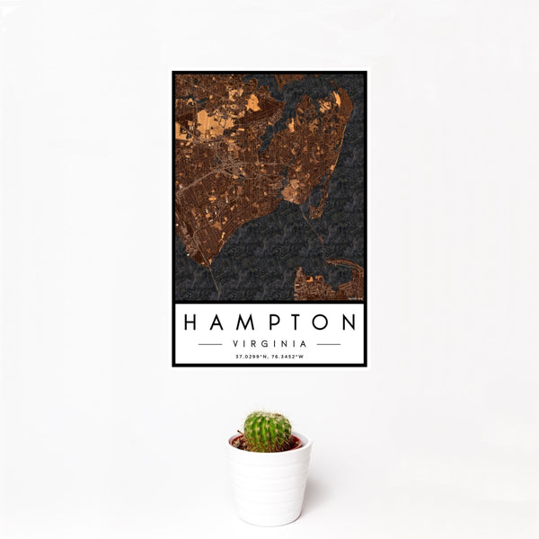Hampton - Virginia Map Print in Ember