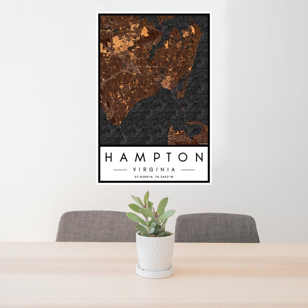 Hampton - Virginia Map Print in Ember