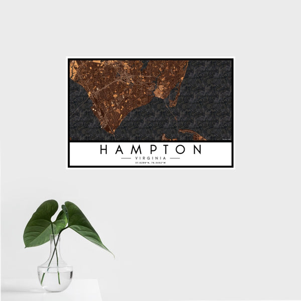 Hampton - Virginia Map Print in Ember