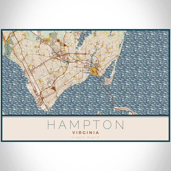 Hampton - Virginia Map Print in Woodblock