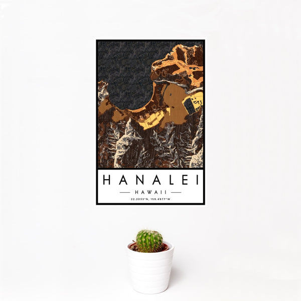 Hanalei - Hawaii Map Print in Ember