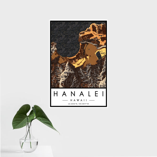 Hanalei - Hawaii Map Print in Ember