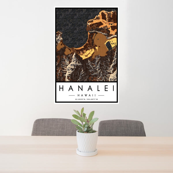 Hanalei - Hawaii Map Print in Ember