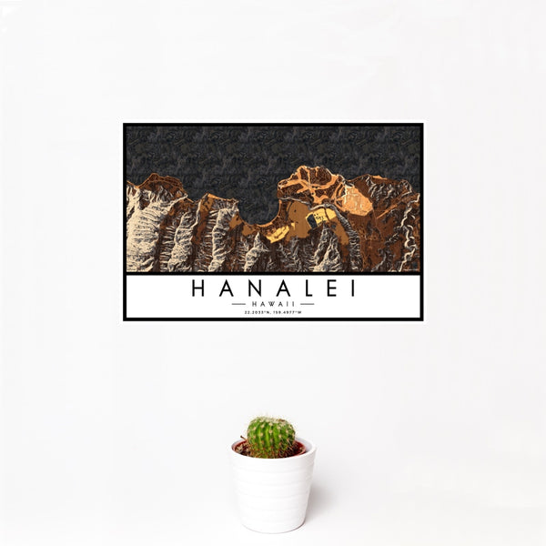 Hanalei - Hawaii Map Print in Ember