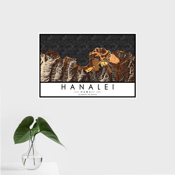 Hanalei - Hawaii Map Print in Ember