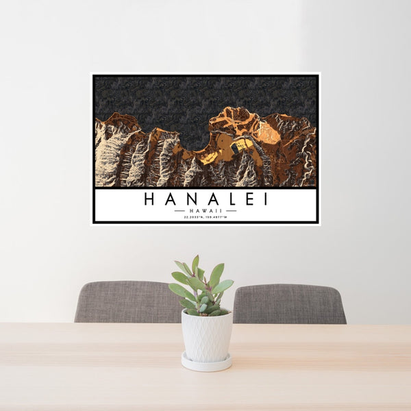 Hanalei - Hawaii Map Print in Ember