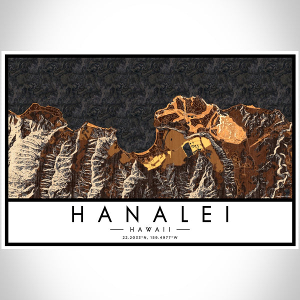 Hanalei - Hawaii Map Print in Ember