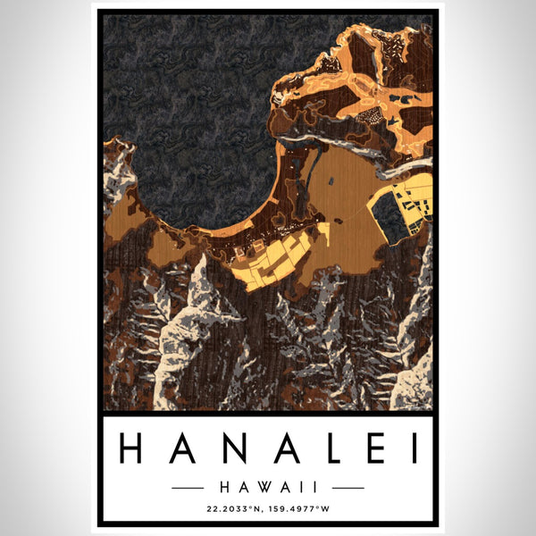 Hanalei - Hawaii Map Print in Ember
