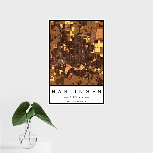 Harlingen - Texas Map Print in Ember