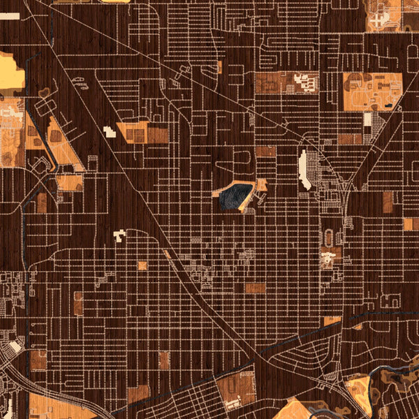 Harlingen - Texas Map Print in Ember