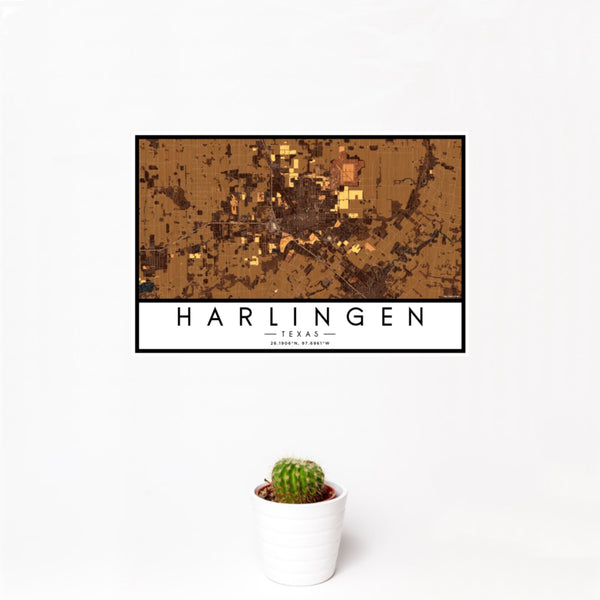 Harlingen - Texas Map Print in Ember