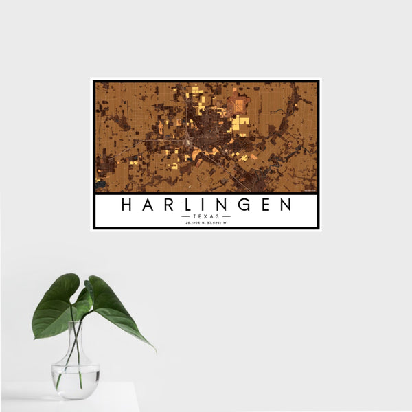 Harlingen - Texas Map Print in Ember