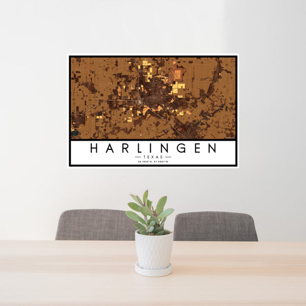 Harlingen - Texas Map Print in Ember
