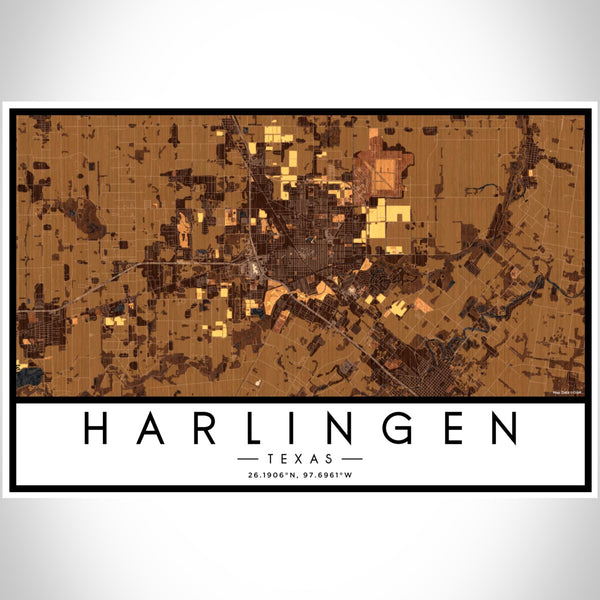 Harlingen - Texas Map Print in Ember