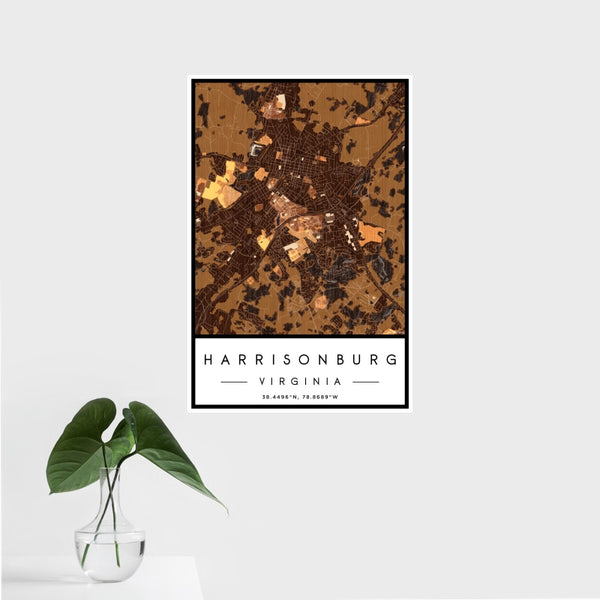 Harrisonburg - Virginia Map Print in Ember